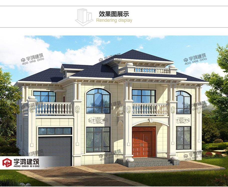 30萬帶車庫兩層歐式農(nóng)村別墅設計圖