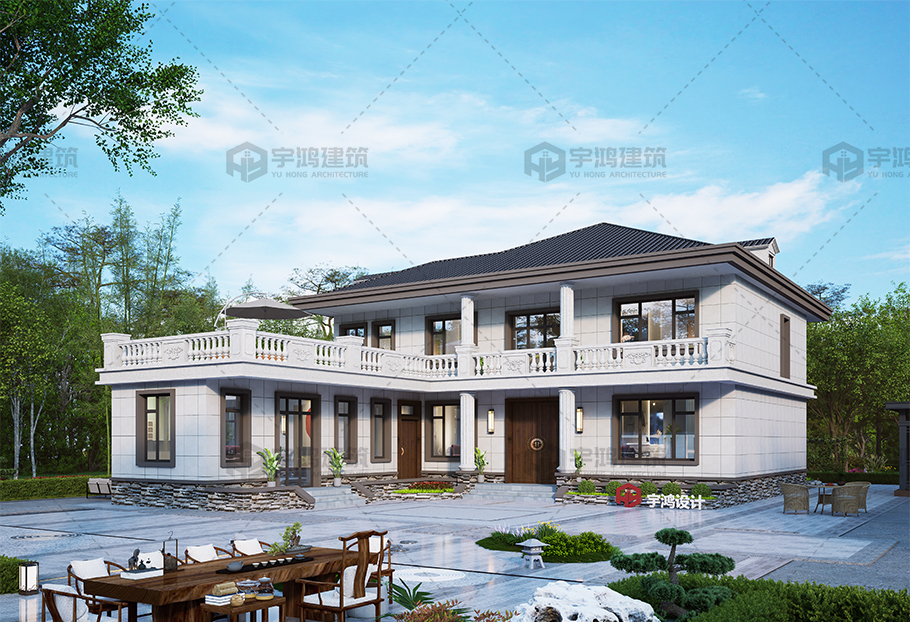 新中式16x22框架結(jié)構(gòu)別墅設(shè)計(jì)圖紙